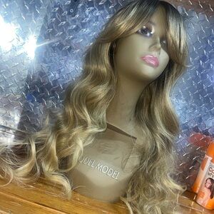 Curtain bang wig